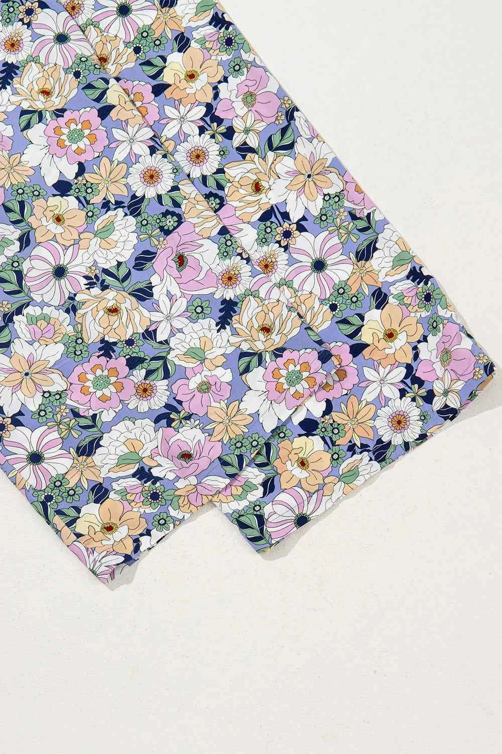 Floral Print Smocked High Waist Square Neck Jumpsuit