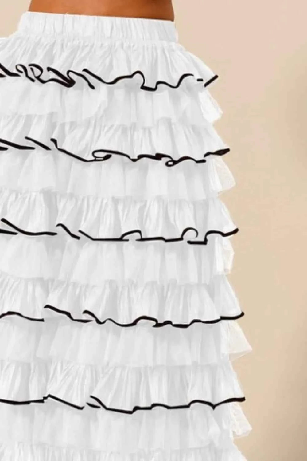 SO ME Layered Ruffled Tulle Maxi Skirt