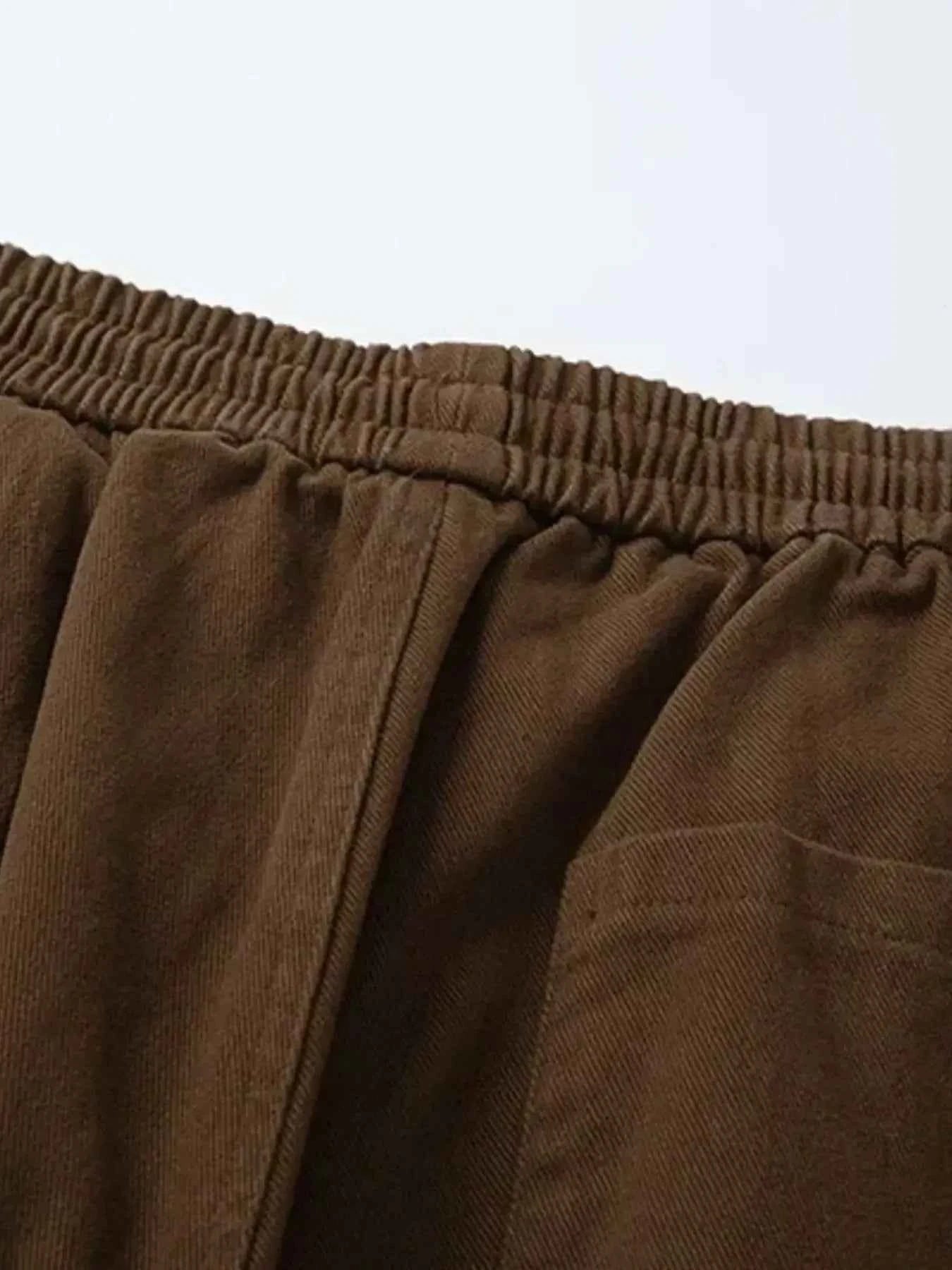 Men's Casual Cargo Drawstring Pants with Multi-Pockets