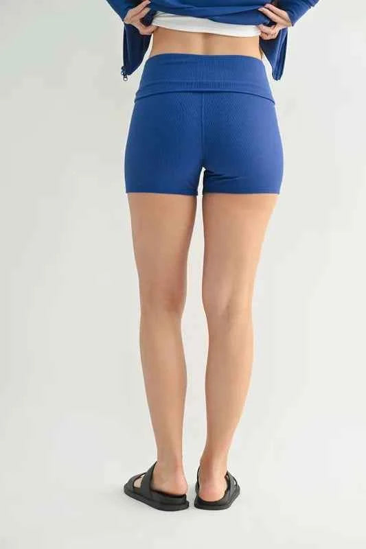 MONO B Ribbed Foldover Waist Shorts