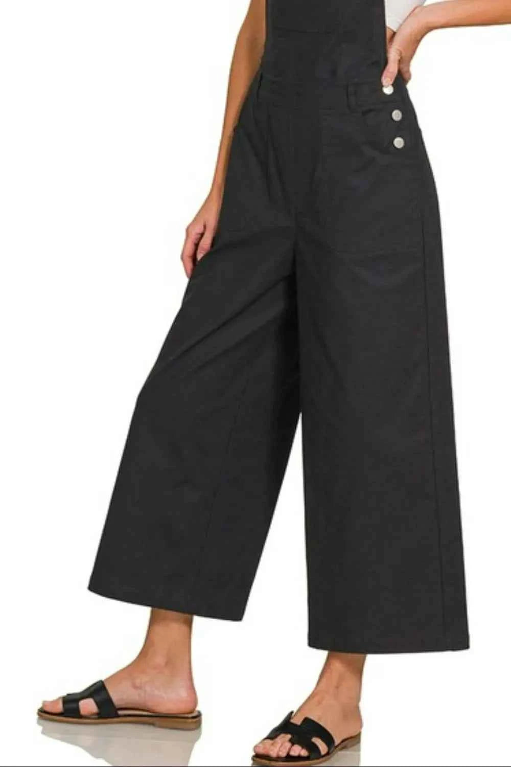 Zenana Woven Spaghetti Strap Overalls