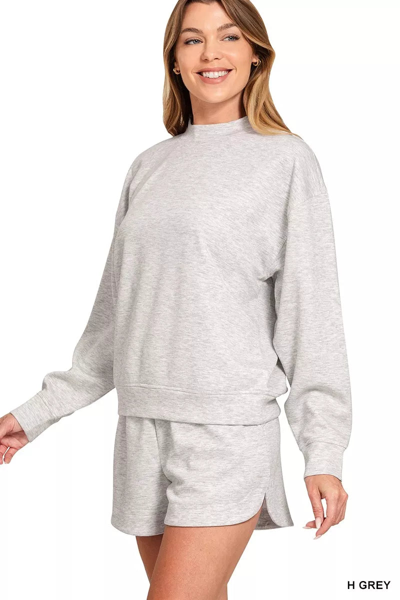 Scuba Long Sleeve Sweatshirt and Shorts Set in H GREY