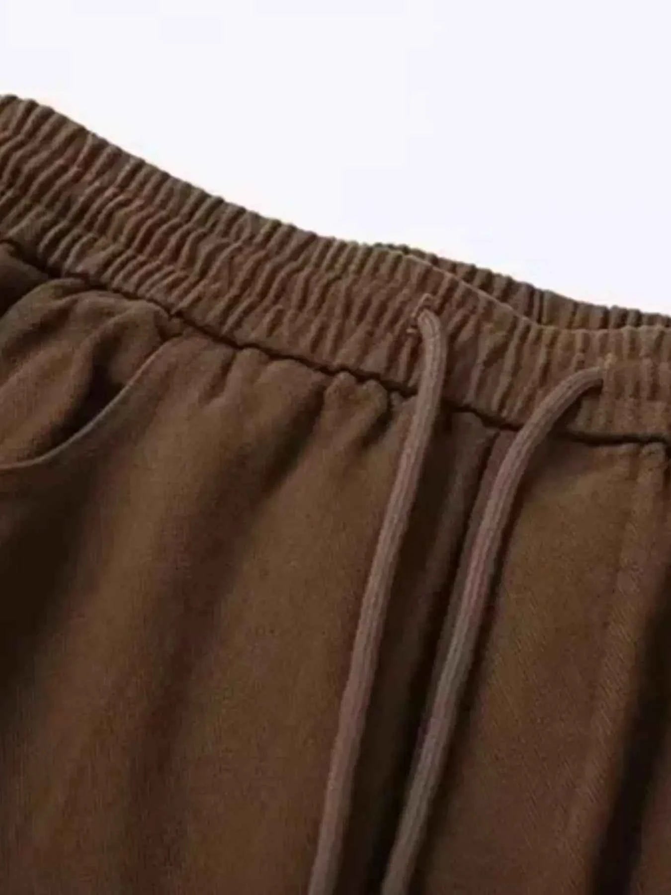 Men's Casual Cargo Drawstring Pants with Multi-Pockets