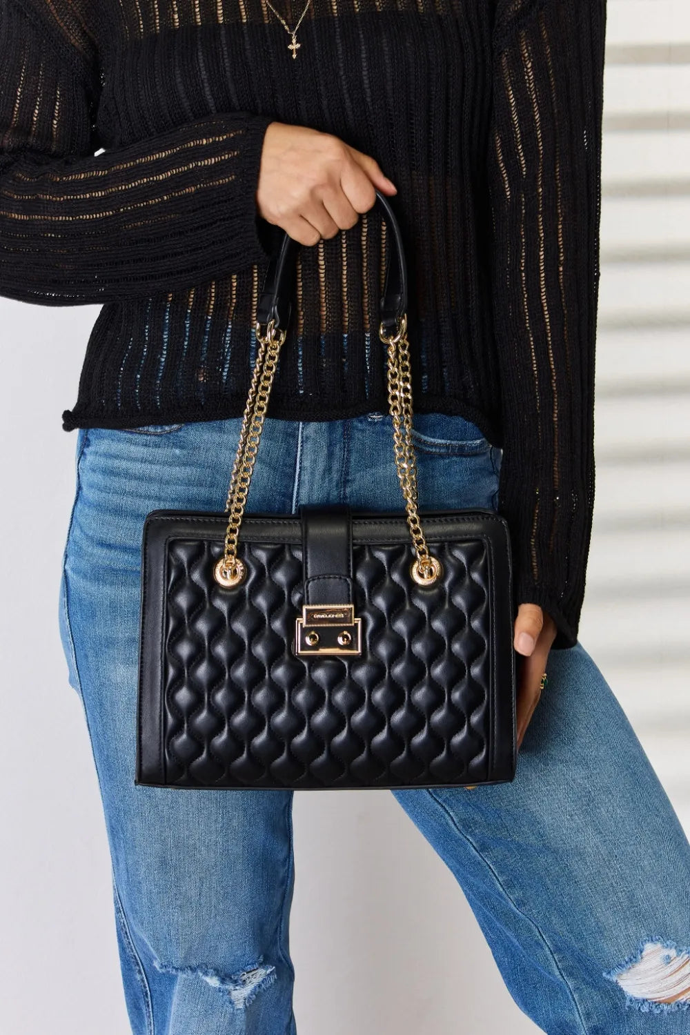 Quilted PU Leather Handbag — Livostyle