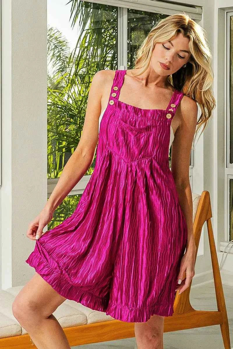 BiBi Wave Pleated Wide Legs Shortalls