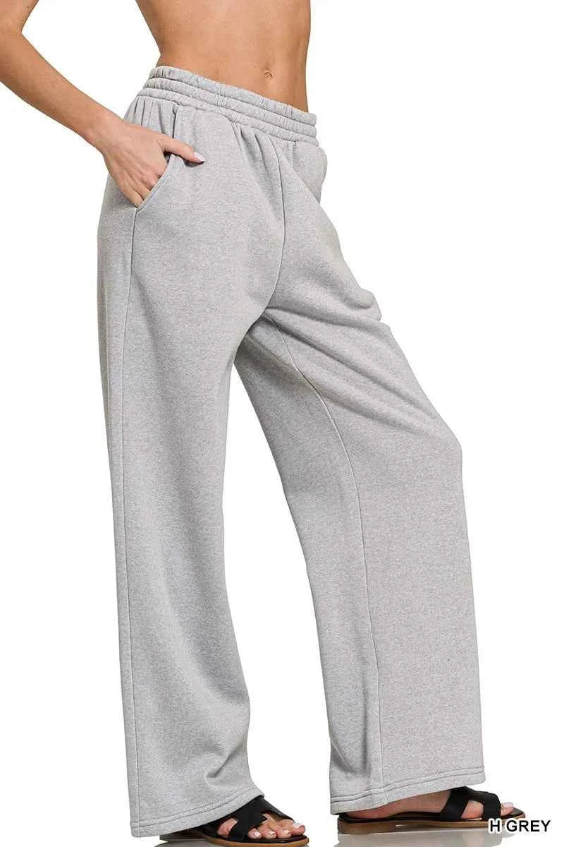 Zenana Fleece Drawstring Pants With Pocket
