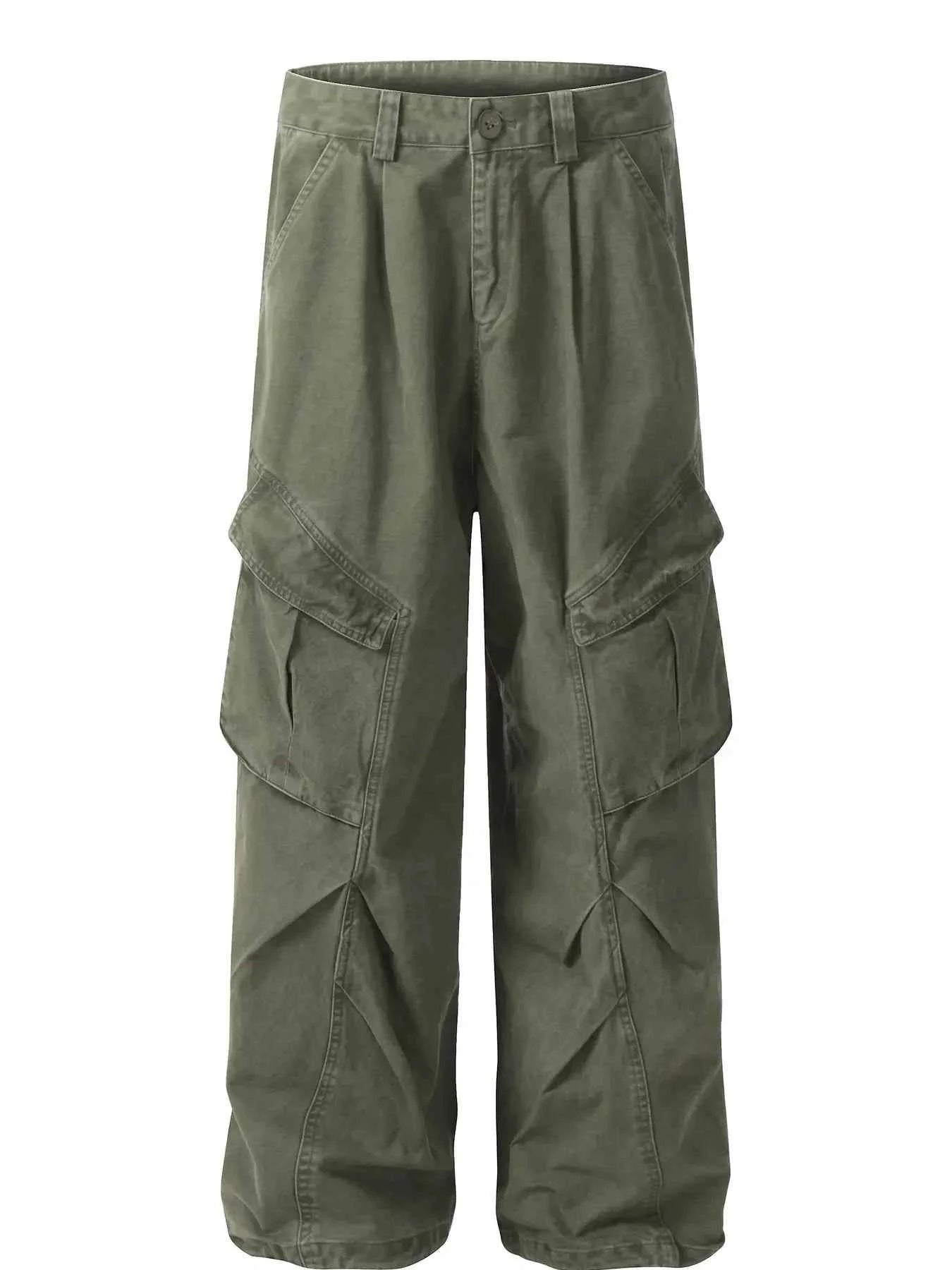 Men's Wide Leg Cargo Pants with Multi Pockets