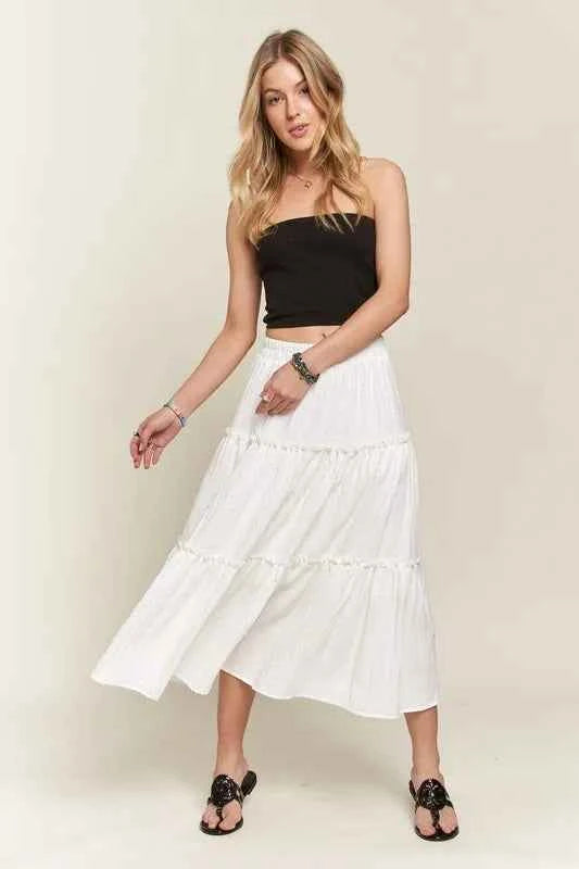 ADORA Rhinestone Accent Tiered Skirt