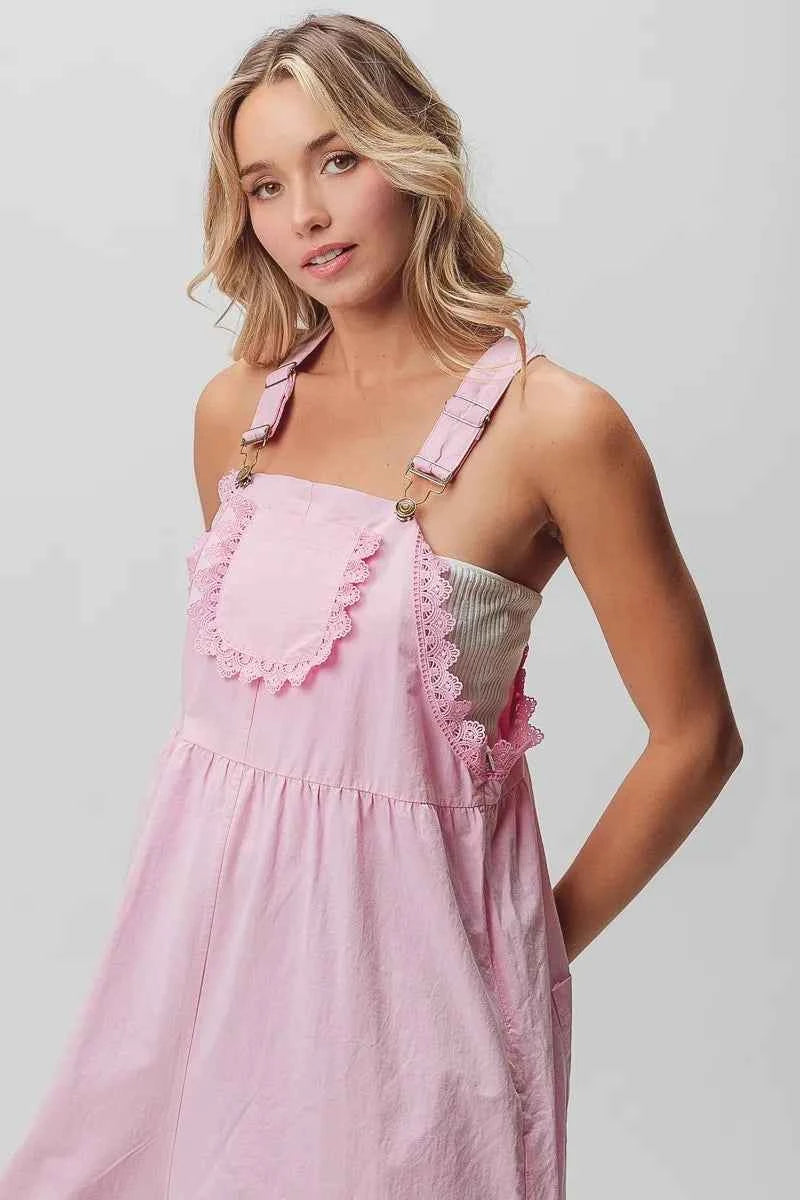 BiBi Lace Edge Detail Wide Leg Overall