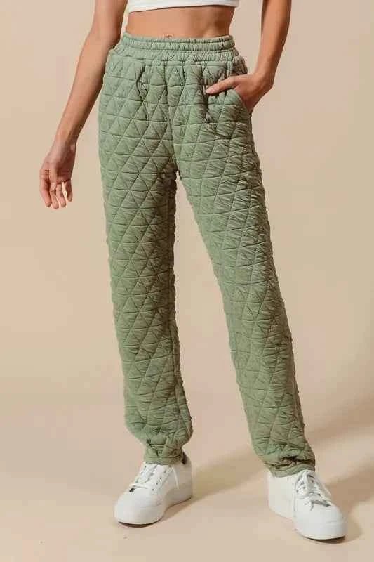 SO ME Triangle Quilted Straight Jogger Pants