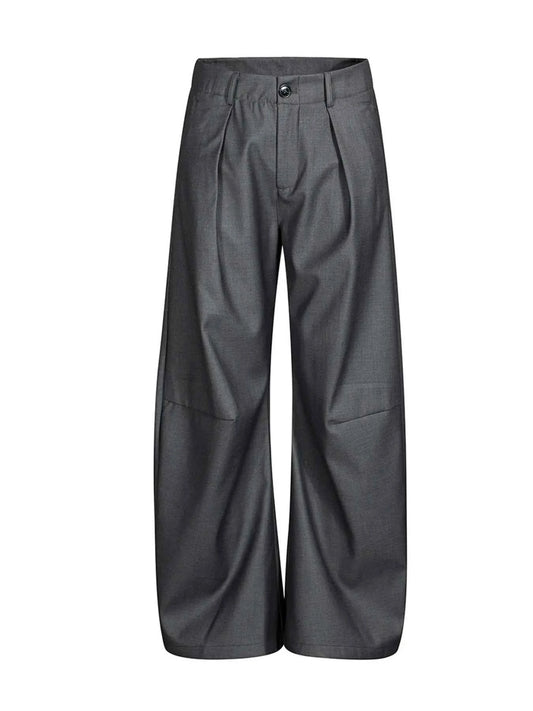 Men's High Waist Pleated Curved Pants