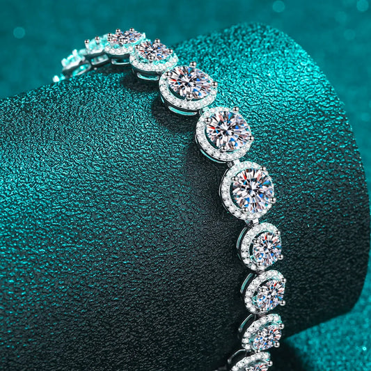 925 Sterling Silver 10.4 Carat Moissanite Bracelet — square view — Livostyle