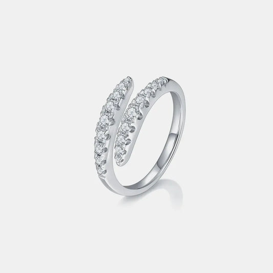 925 Sterling Silver Moissanite Bypass Ring — square view — Livostyle