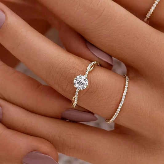 925 Sterling Silver Zircon Ring — square view — Livostyle
