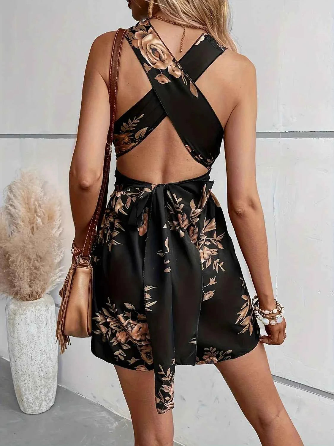 Crisscross Back Printed Romper