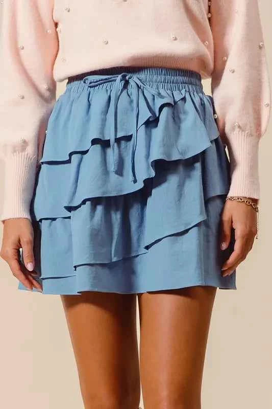 SO ME Asymmetrical Ruffled Game Day Skirt