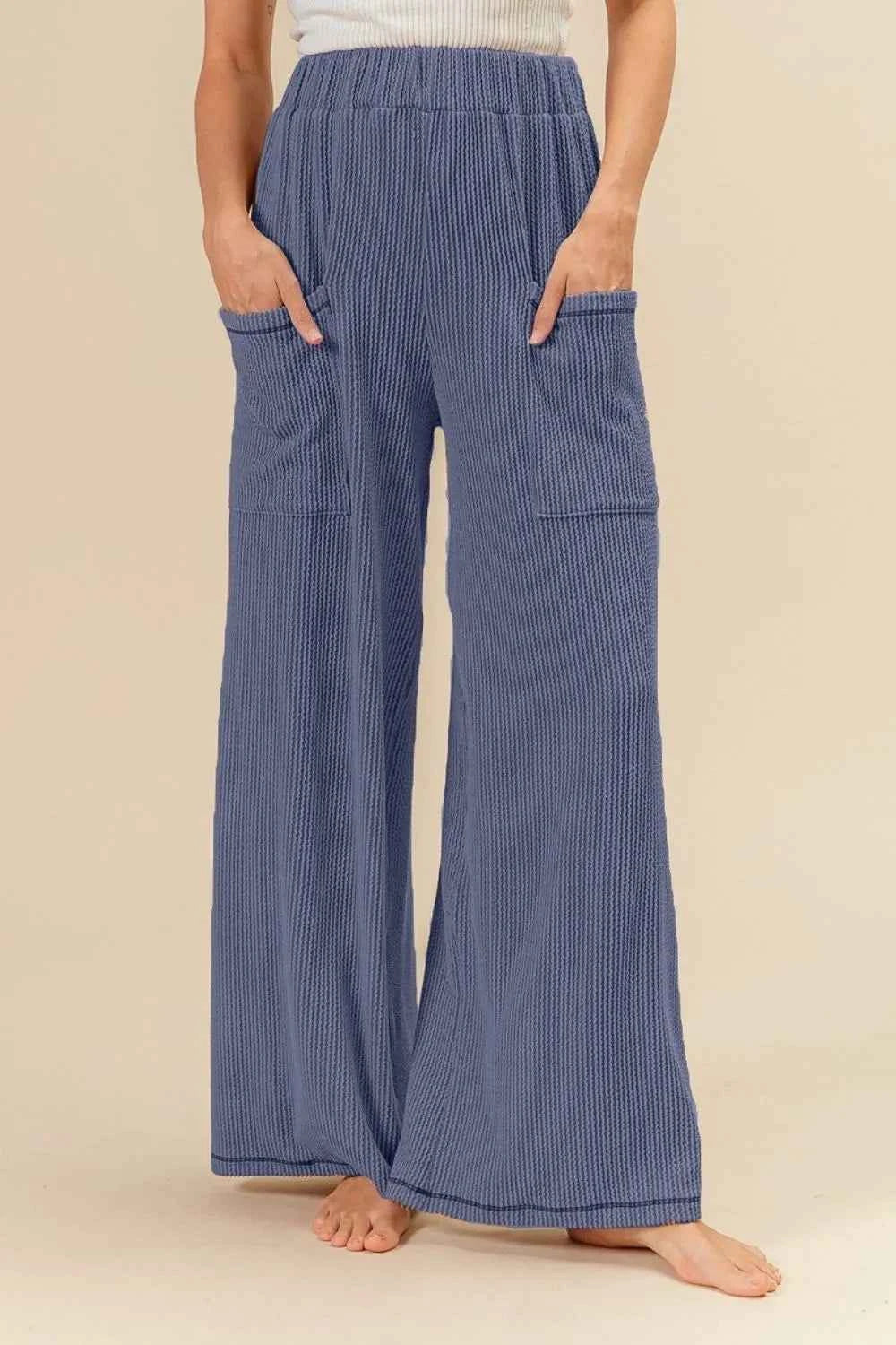 2tone Cord Rib Waist Band Side Pocket Pants — Livostyle