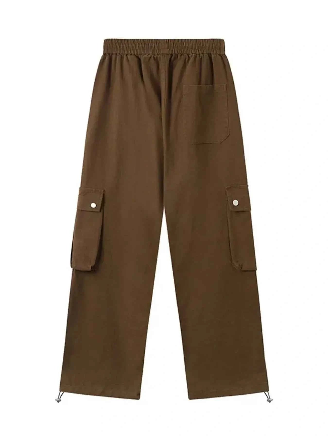 Men's Casual Cargo Drawstring Pants with Multi-Pockets