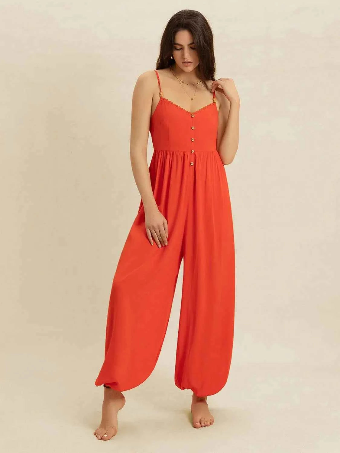 V-Neck Spaghetti Strap Jumpsuit