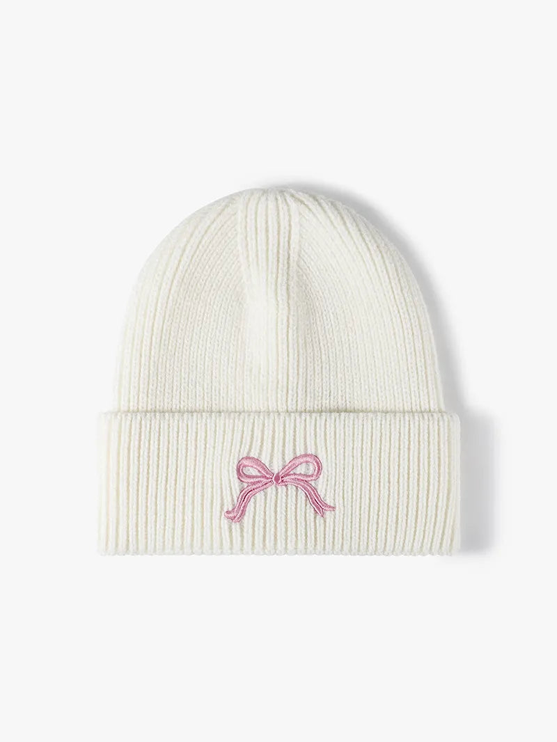 Embroidered Bow Knit Hat — Livostyle