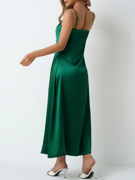 Satin Cowl Neck Cami Dress