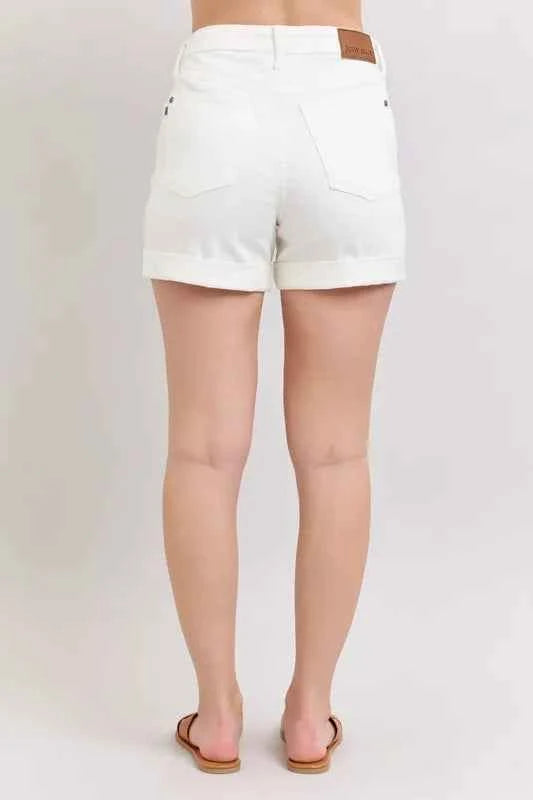 Judy Blue Full Size High Waist Double Roll Cuff Denim Shorts Plus Size