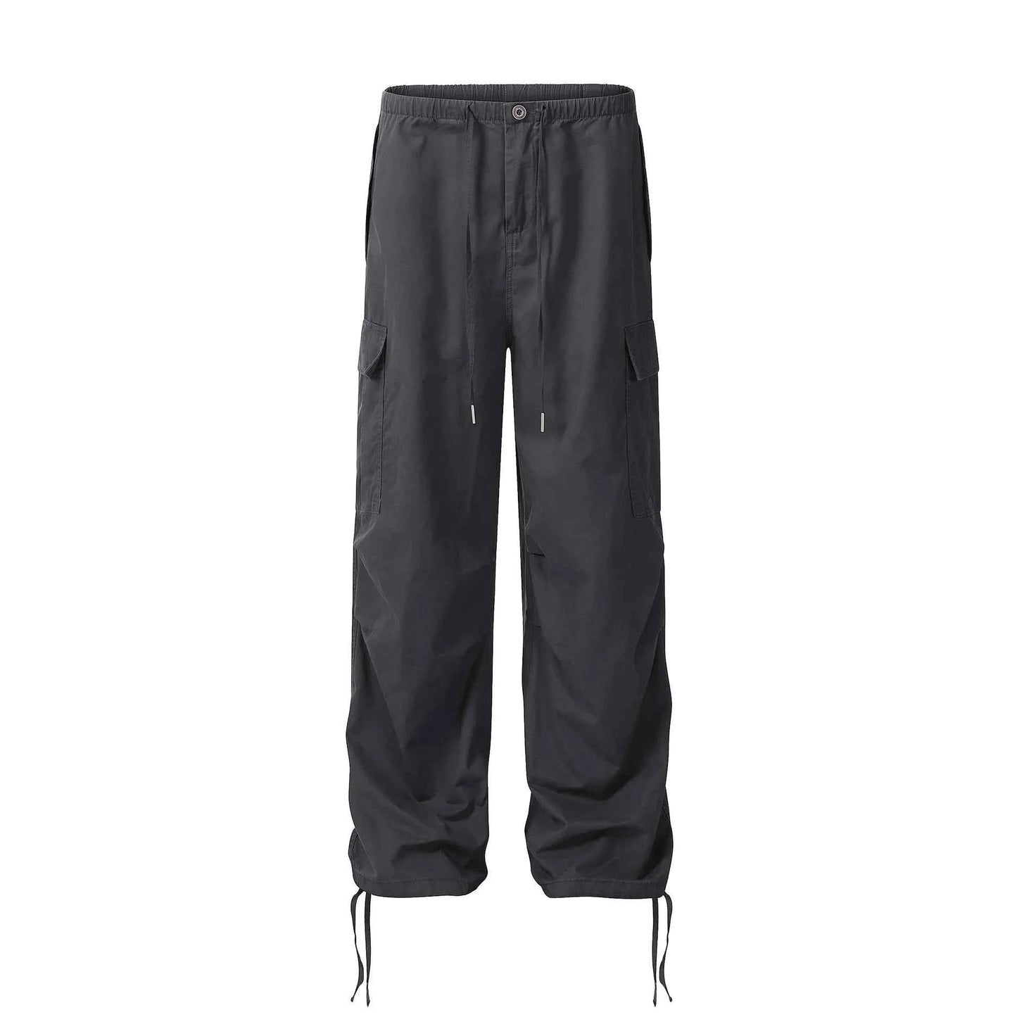 Men's Casual Drawstring Cargo Pants with Multiple Pockets