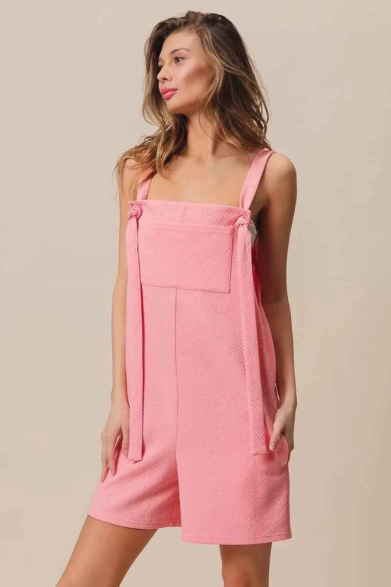 BiBi Texured Jacquard Romper with Side Pockets