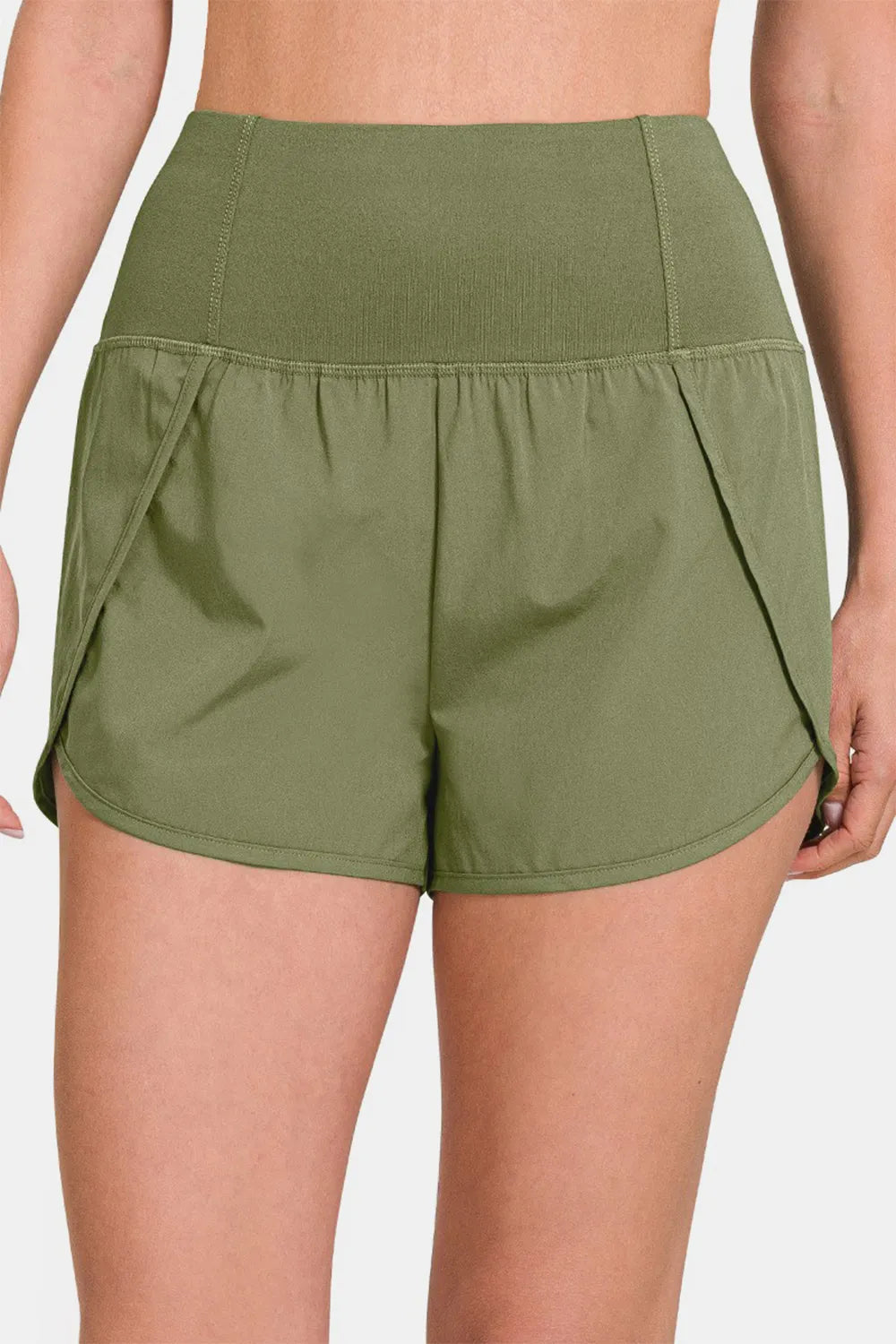 High-Waisted Zippered Back Pocket Active Shorts — Livostyle