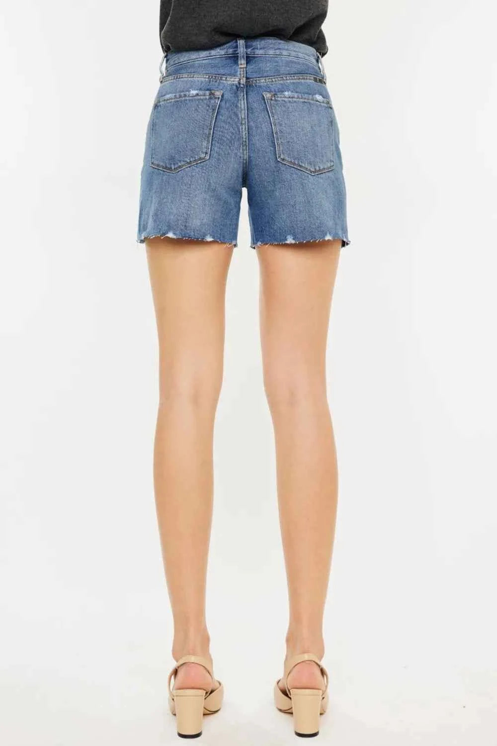 Kancan Distressed High Waist Denim Shorts