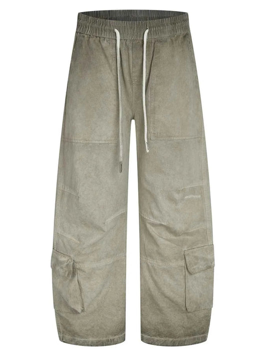 Men's Casual Loose Cargo Pants with Drawstring Waist