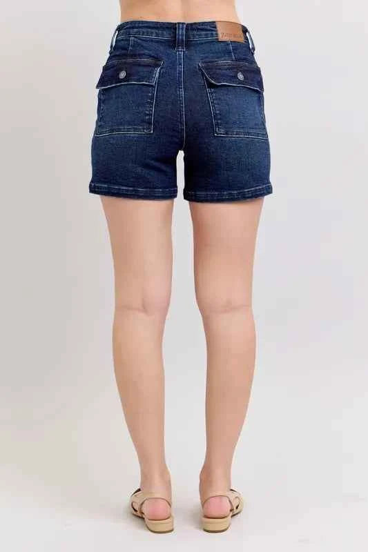 Judy Blue Full Size High Waist Back Flap Pocket Denim Shorts Plus Size