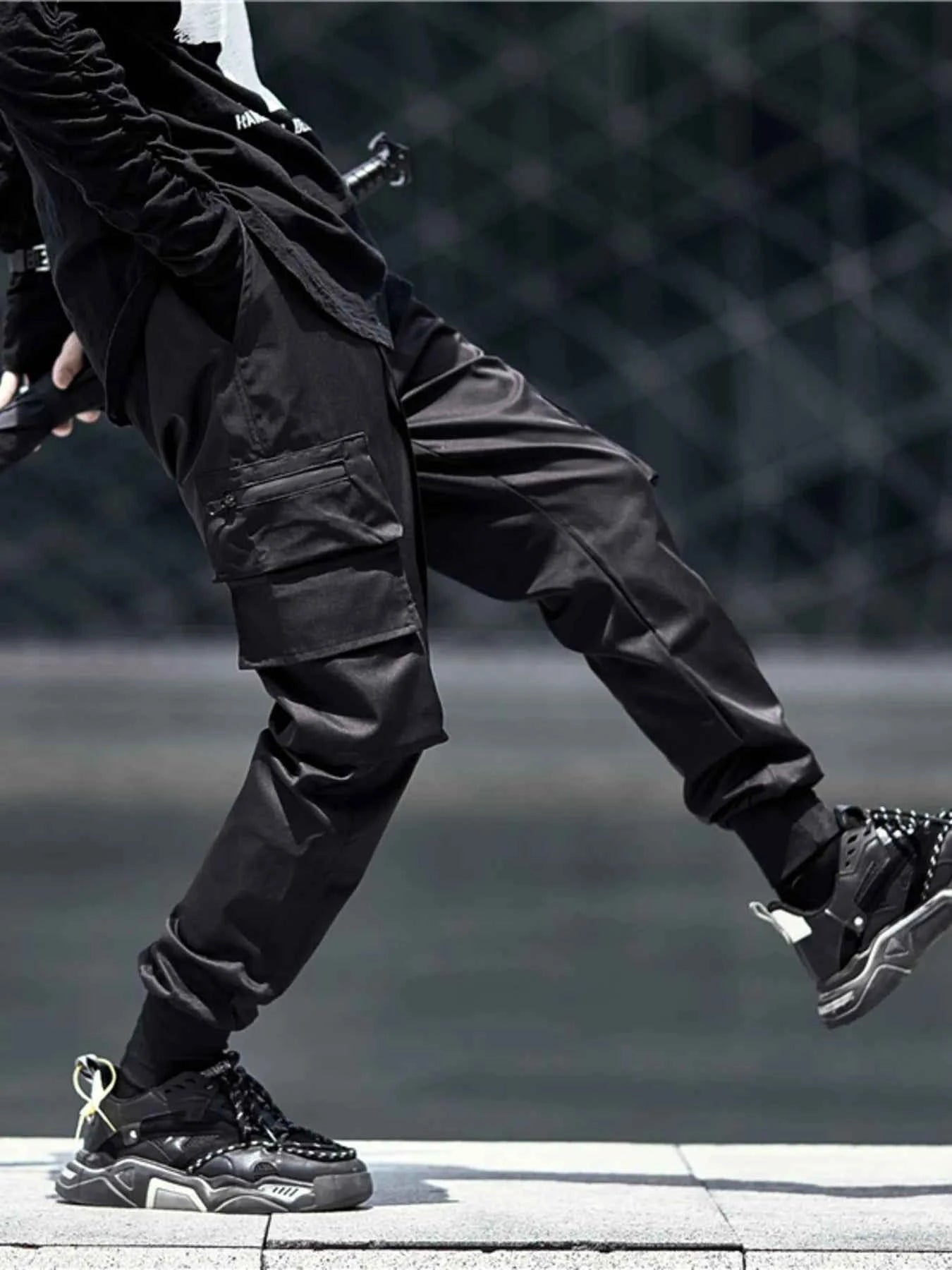 Men's Plus Size Casual Cargo Joggers with Elastic Cuffs