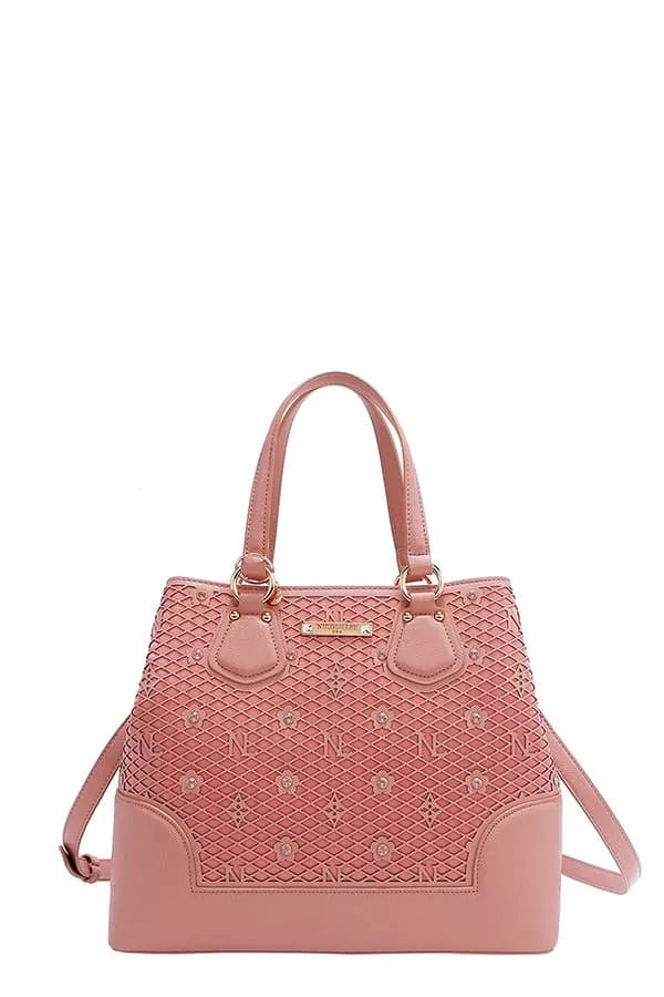 Monogram Pattern Handbag with Rhinestones Decor — Livostyle