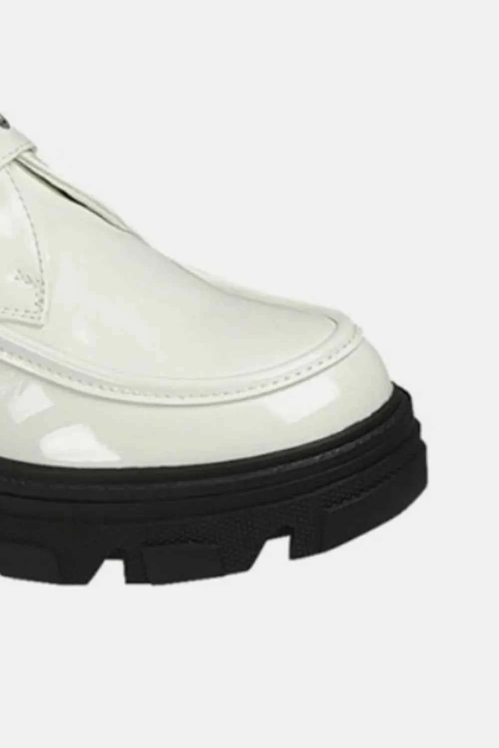 Trendy Vegan Leather Loafers with Buckle and Platform Lug Sole