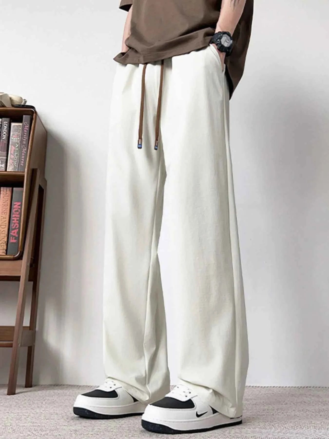 Men's Plus Size Casual Wide Leg Drawstring Pants