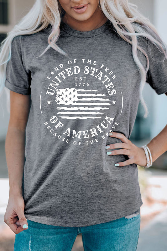US Flag Graphic Short Sleeve Tee detail — Livostyle