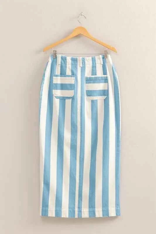 HYFVE Striped Pocket Detail Maxi Skirt