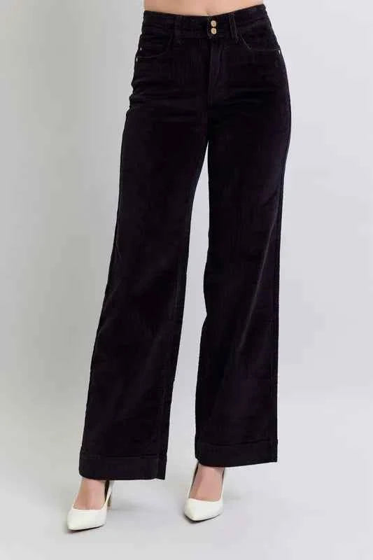 Judy Blue Full Size High Waist Corduroy Trouser Wide Plus Size