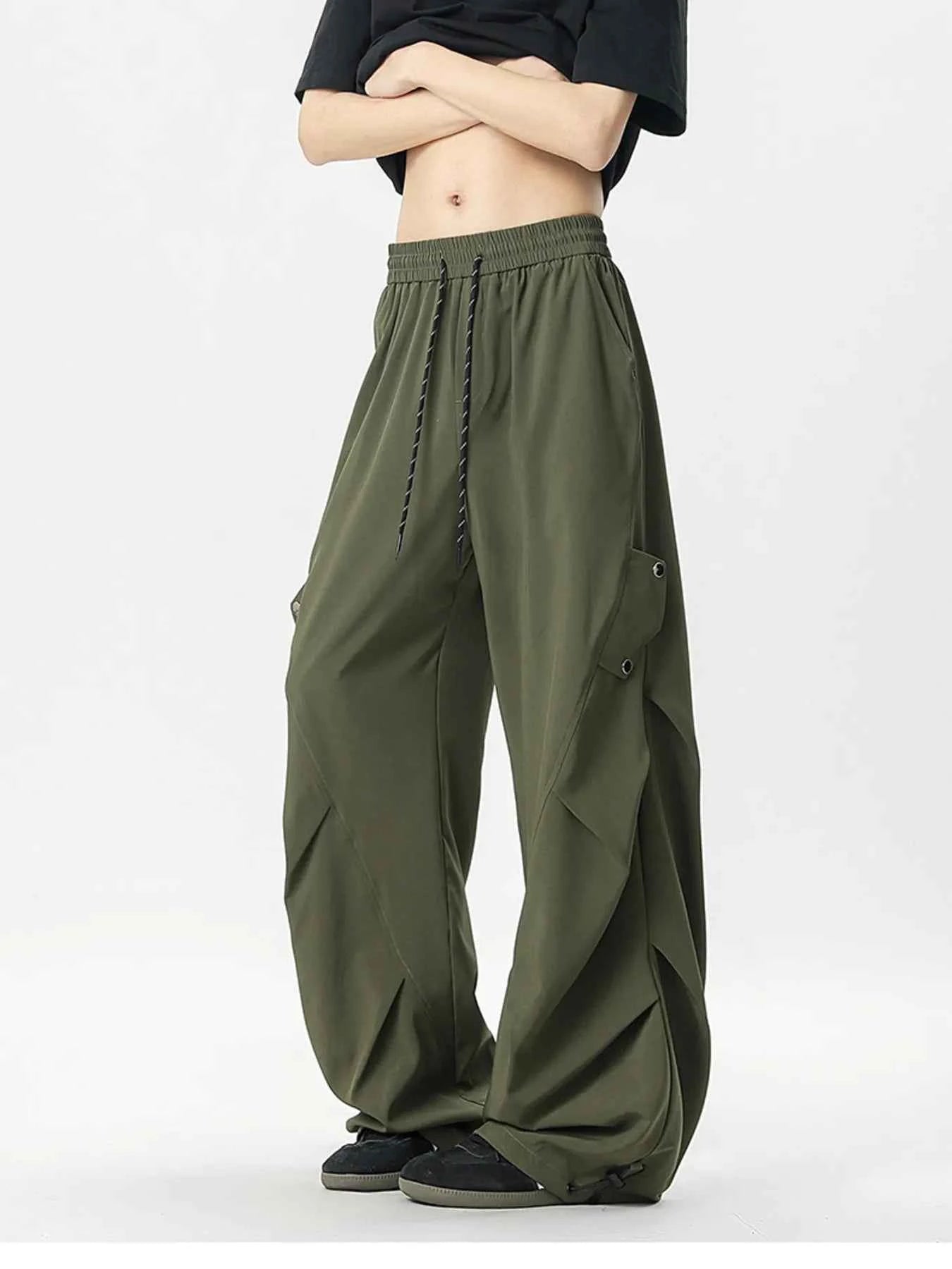 Men's Oversized Wide Leg Cargo Pants with Drawstring