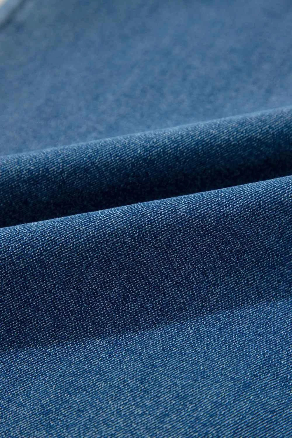 Adjustable Tie Straps Wide Leg Denim Overalls