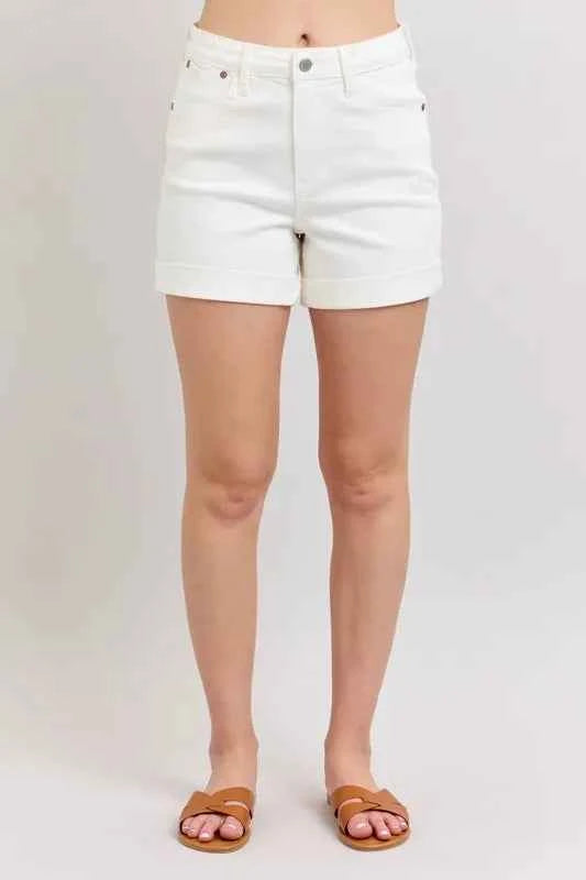 Judy Blue Full Size High Waist Double Roll Cuff Denim Shorts Plus Size