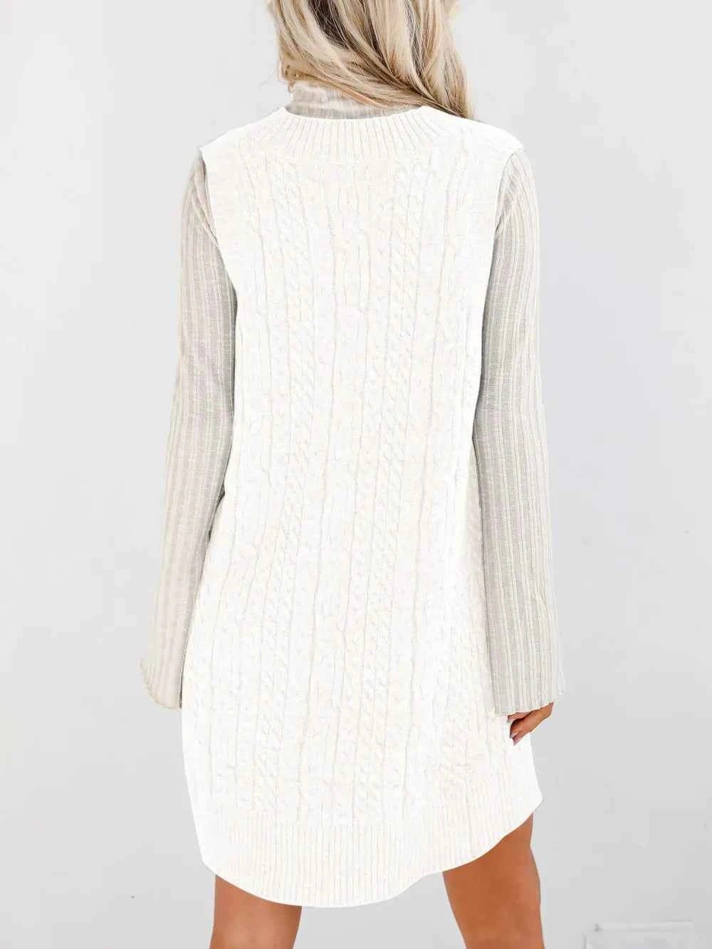 Lovelet Cable Knit V-Neck Mini Sweater Overall Dress