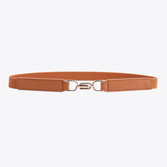 Leather Trim Alloy Buckle Elastic Belt — square view — Livostyle