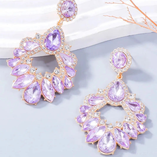 Alloy Rhinestone Dangle Earrings — square view — Livostyle