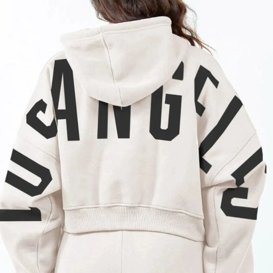 Urban Chic Letter Graphic Cropped Hoodie — square view — Livostyle