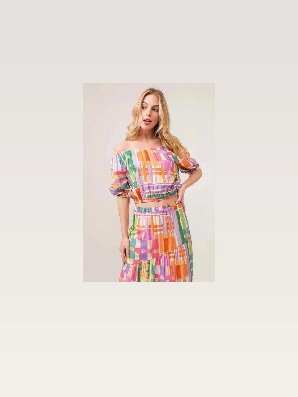 Asymmetric Geo Printed Tiered Maxi Skirt — styled showcase — Livostyle