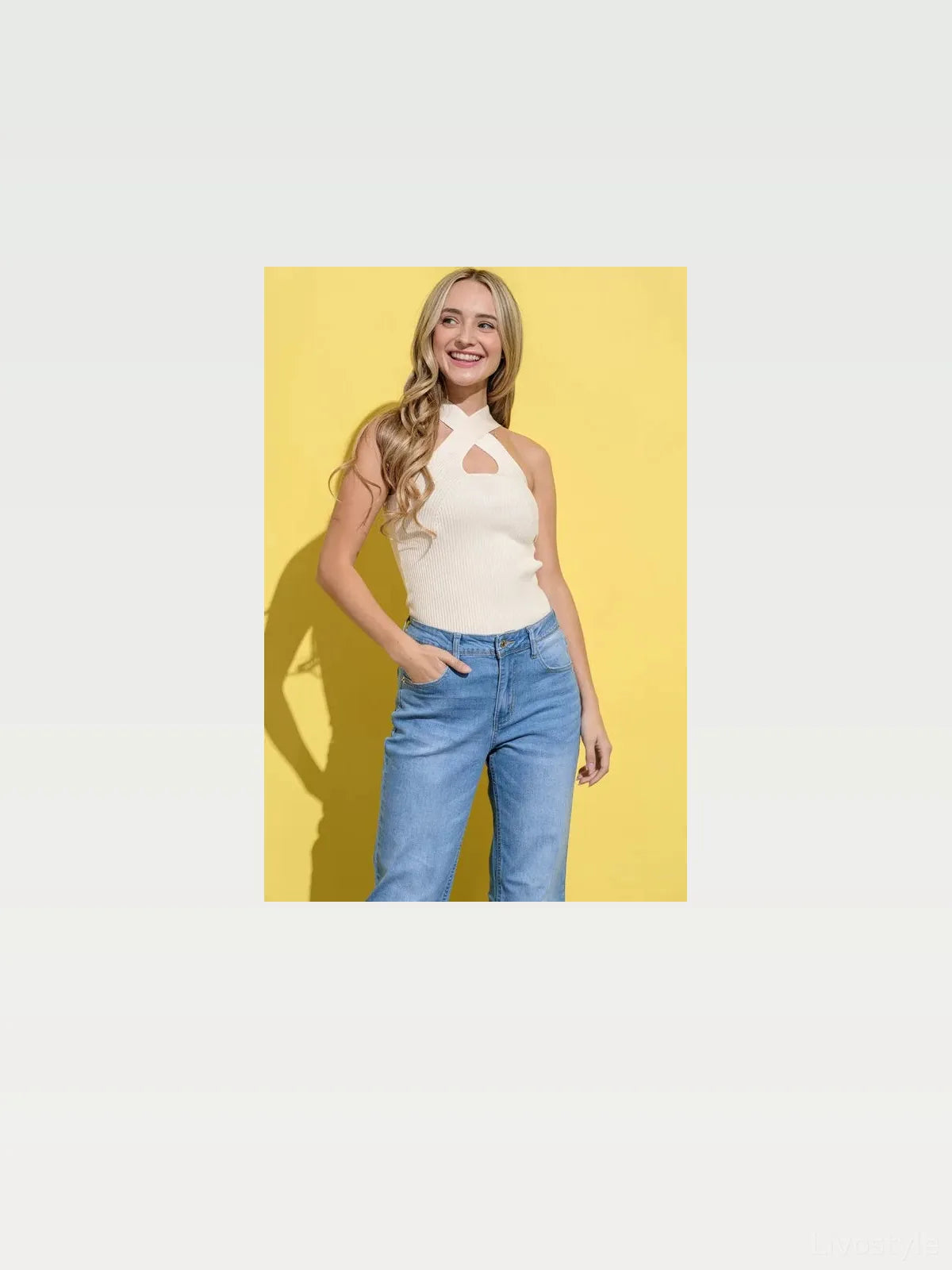 Chic Ribbed Cross Halter Neck Tank Top - Dress Up or Down — styled showcase — Livostyle