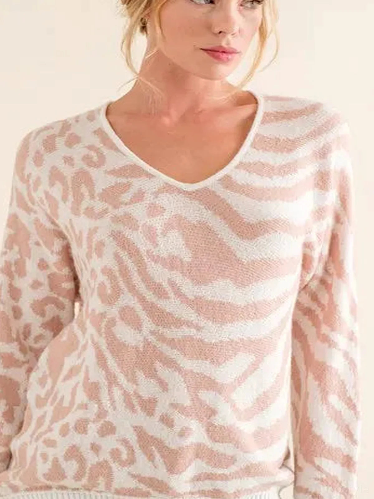 Bold Leopard-Zebra Combo Casual Sweater: Fashion-Forward & C — detail view — Livostyle