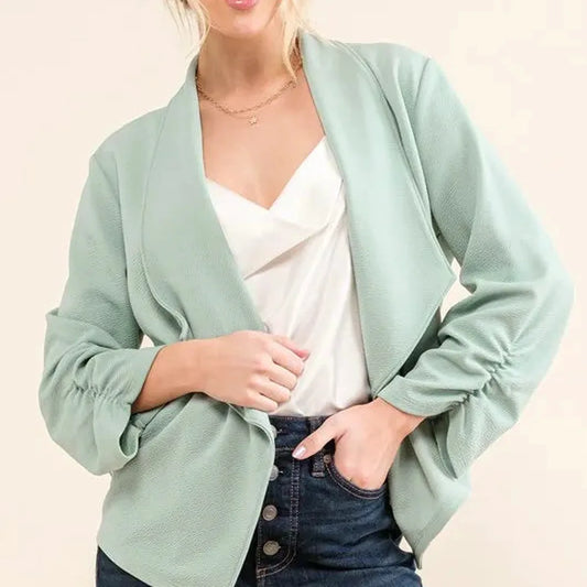 Classic Non-Wrinkle Open-Front Blazer for Formal Events — square view — Livostyle